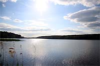 Берега красивого озера. Фотографии воды и озера на фоне голубого неба. Пикник на природе под Киевом.