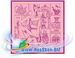 Шелковый шейный платок с биофотонами ХуаШен. Модельный женский шелковый платок на шею ХуаШен (макет рисунка). Платок с биофотонами ХуаШен. Яркий платок с модным узором, платок из натурального шелка